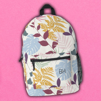 Monogramm-Initialen für hübsche tropische Blätter Bedruckter Rucksack