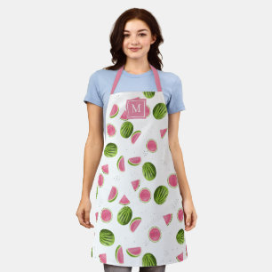 Monogramm-Initialen für Sommerpink und Grüne Wasse Schürze