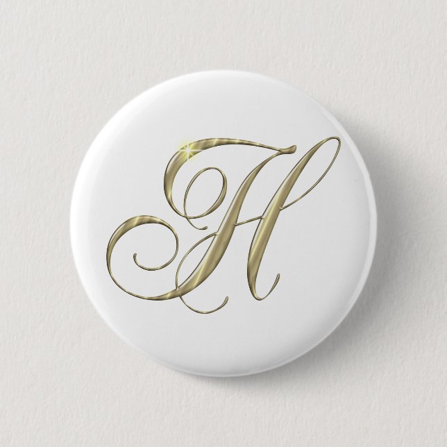 Monogramm-Initialen-Geschenk des Goldbuchstabe-H Button (Vorderseite)