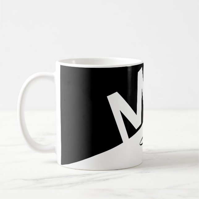 Monogramm-Initialen mit elegantem Schwarzweiß-Spli Kaffeetasse (Links)