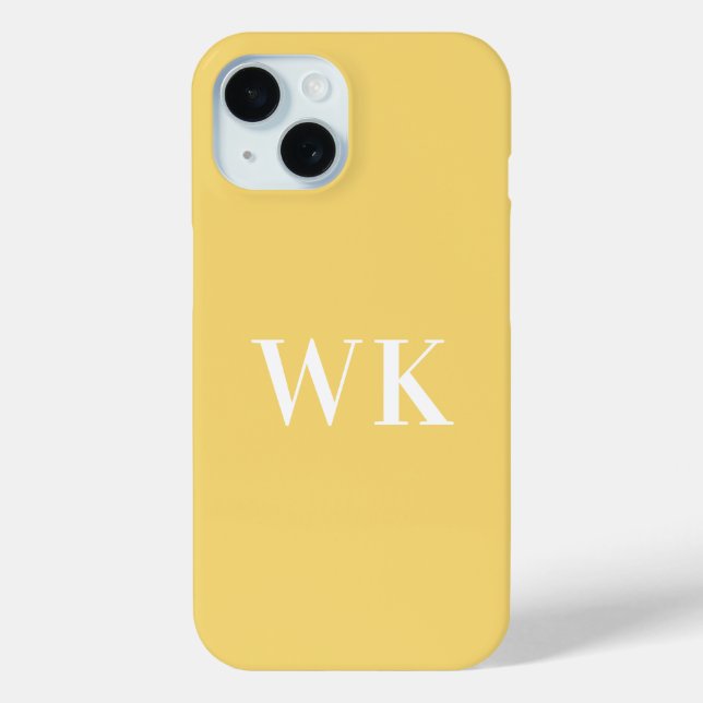 Monogramm-Initialen Moderne Minimal Gelb Case-Mate iPhone Hülle (Rückseite)