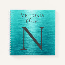 Monogramm Initialen Name Angepasstes Türkis Notizbuch