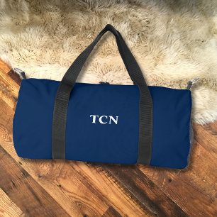 Monogramm-Initialen Name Navy Blau Weiß Duffle Bag