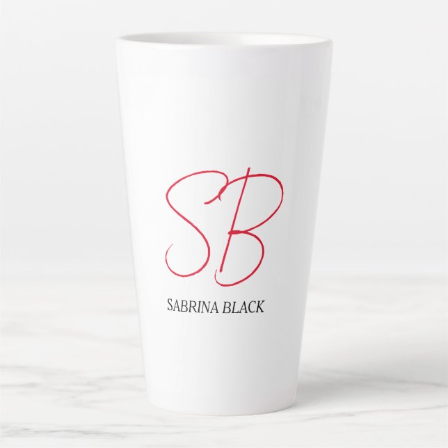 Monogramm Initialen Name Schlicht Moderne Minimali Milchtasse (Vorderseite)