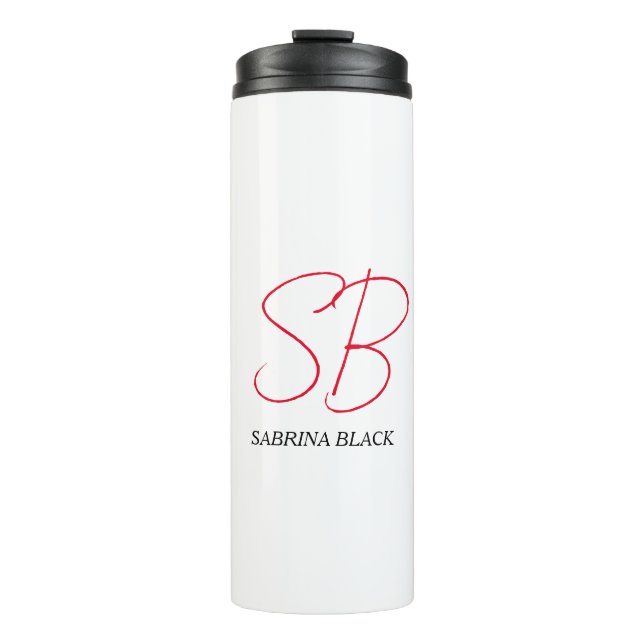 Monogramm Initialen Name Schlicht Moderne Minimali Thermosbecher (Vorderseite)