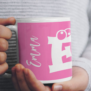 Monogramm-Initialen-Name Schrift modern rosa Kaffeetasse