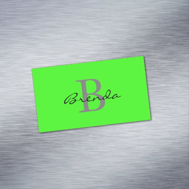 Monogramm-Initialen Neon Green - farbiger Individu Magnetische Visitenkarte (Beispiel)