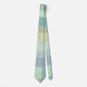 Monogramm Initialen Pastel Retro Streifen Aquamari Krawatte