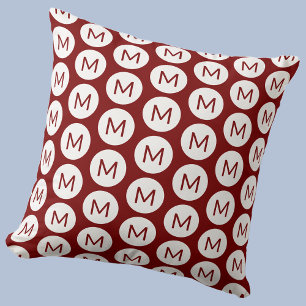Monogramm Initialen Punktmuster Personalisiert Rot Kissen