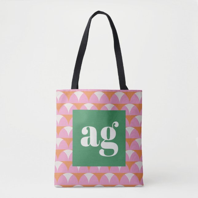 Monogramm-Initialen Retro-geometrisch Tasche (Vorderseite)
