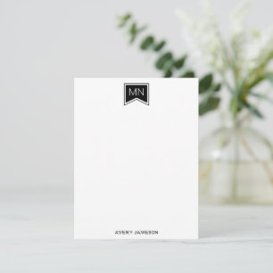 Monogramm-Initialen Schwarz Moderner Rahmen Flach Mitteilungskarte