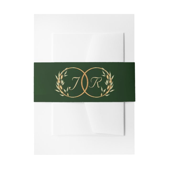 Monogramm-Initialen - Smaragd Einladungsbanderole (Vorderseite Beispiel)