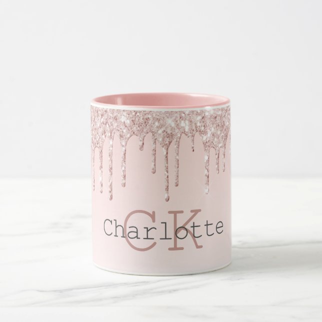 Monogramm-Initialen von Rosa-Tropfen Tasse (Zentrum)
