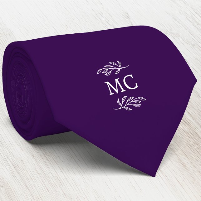 Monogramm Initialen Wappen Botanisches Blatt Dunke Krawatte (Simple botanical leaf monogram initials personalized crest neck tie)
