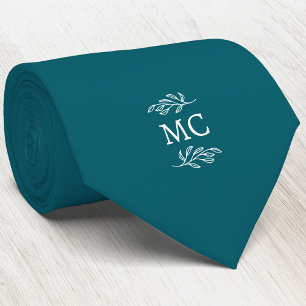 Monogramm Initialen Wappen Botanisches Blatt Tealg Krawatte