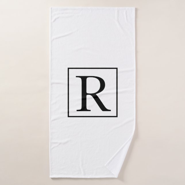 Monogramm Initialer Schwarz-weißer Individuelle Na Badehandtuch (Badehandtuch)