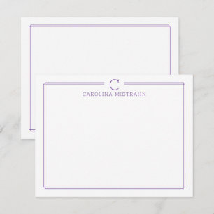 Monogramm Initialien Casual Lila Rand Briefpapier Mitteilungskarte