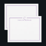 Monogramm-Initialien Gelegenheits-Papier mit viole Mitteilungskarte<br><div class="desc">Dieses Design verfügt über einen dünnen doppelten Rahmen mit Platz für ein Monogramm und einen Namen und einem passenden Rückseitendesign. Klicken Sie auf die Schaltfläche "Anpassen", wenn Sie die Designelemente anpassen und/oder den Text weiter ändern möchten! Variationen dieses Designs, zusätzliche Farben sowie passende Produkte sind in unserem Shop erhältlich unter...</div>