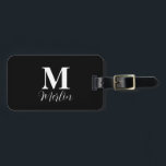 Monogramm Initials Individuelle Name Schwarz-weiß  Gepäckanhänger<br><div class="desc">Mit Monogramm Anfangs- und auch persönliche Daten wie Name,  Adresse,  Telefonnummer und E-Mail,  die Sie bearbeiten können. Sie sind mit einem einfachen,  eleganten und trendigen Schwarz-Weiß-Hintergrund gestaltet und können die Farbe nach Belieben ändern.</div>