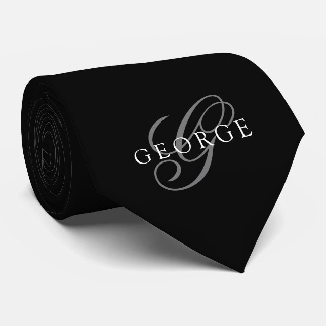 Monogramm Initialschrift Schwarz Krawatte (Gerollt)