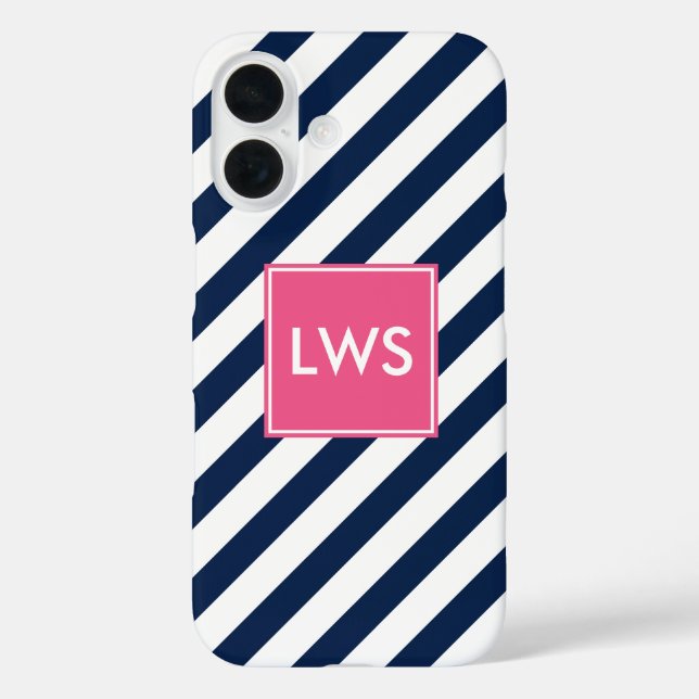 Monogramm iPhone 16 Hülle (Rückseite)