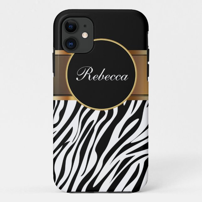 Monogramm iPhone FallZebra Case-Mate iPhone Hülle (Rückseite)