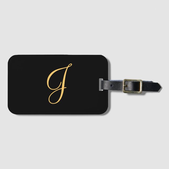 Monogramm J, goldfarbener Anfangsbuchstabe J auf s Gepäckanhänger (Vorderseite (Horizontal))