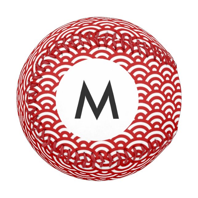 Monogramm Japanisches Muster Baseball (Vorderseite Links)