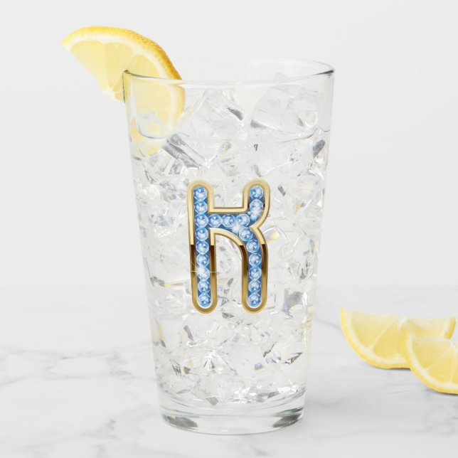 Monogramm K - 16 oz Glas (Vorderseite Ice)