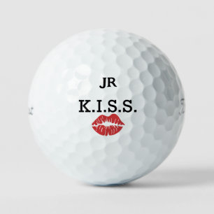 Monogramm K.I.S.S. mit roten Lippen Golfball