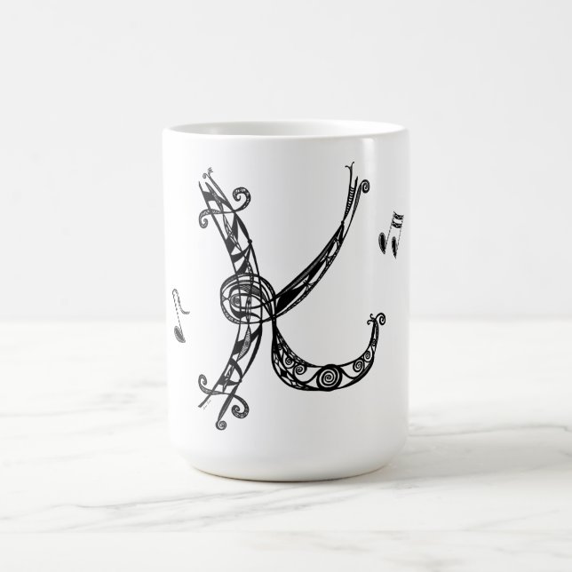 Monogramm-K-Tasse mit Musiknote II Kaffeetasse (Mittel)