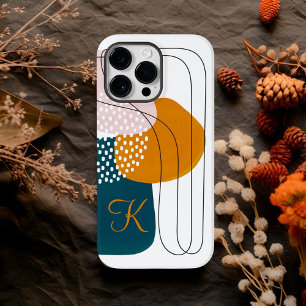 Monogramm K Türkis Orange Boho Abstrakte Kunst Case-Mate iPhone 14 Pro Max Hülle