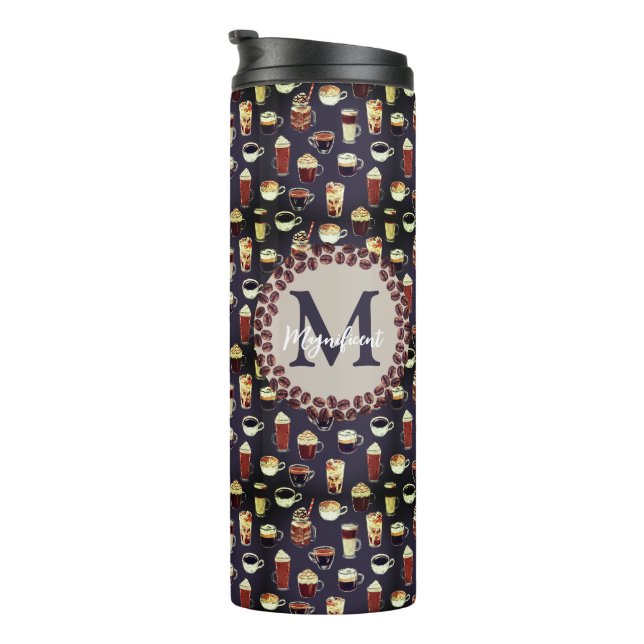 Monogramm Kaffee Liebhaber Thermosbecher (Nach rechts gedreht)