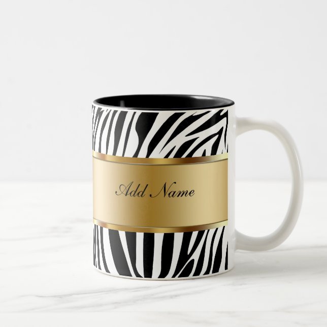 Monogramm-Kaffee-TassenZebra Zweifarbige Tasse (Rechts)