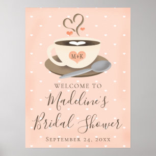 Monogramm-Kaffeetasse Brautparty-Willkommensschild Poster
