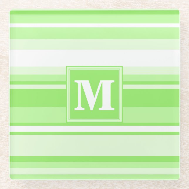 Monogramm Kalkstreifen Glasuntersetzer (Vorderseite)