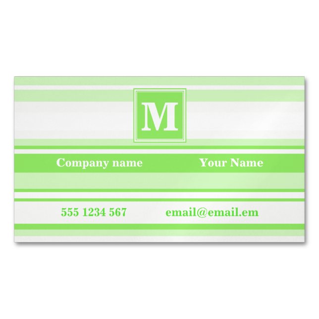 Monogramm Kalkstreifen Magnetische Visitenkarte (Vorderseite)