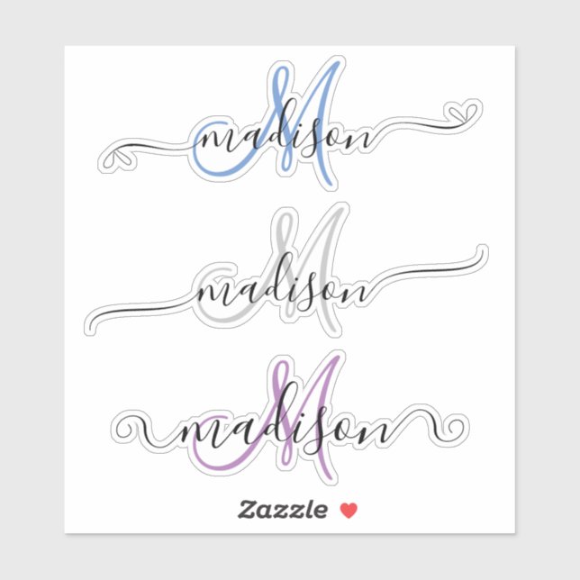 Monogramm-Kalligrafie mit benutzerdefinierten hand Aufkleber (Blatt)