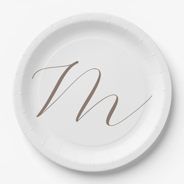 Monogramm Kalligraphie Einzigartig Schlicht modern Pappteller (Vorderseite)