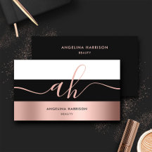 Monogramm Kalligraphie Schwarz-weiße Rose Gold Str