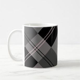 Monogramm Kariert Grau-Schwarz-Rosa Kaffeetasse