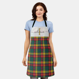 Monogramm Kariert Tartan Grün Rot Weihnachten Feie Schürze