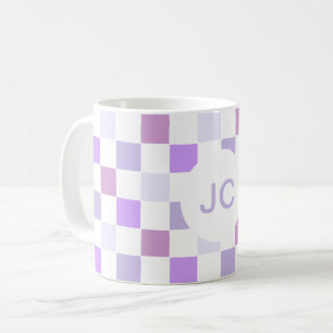 Monogramm Kariert Violett Lavendel Modern Einfach Kaffeetasse