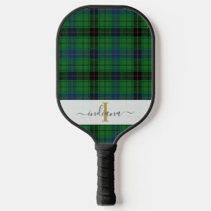 Monogramm Karierter Skriptname Rustic Tartan Pickleball Schläger