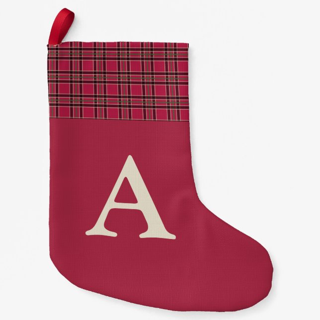 Monogramm Karierter Strumpf Kleiner Weihnachtsstrumpf (Vorderseite)