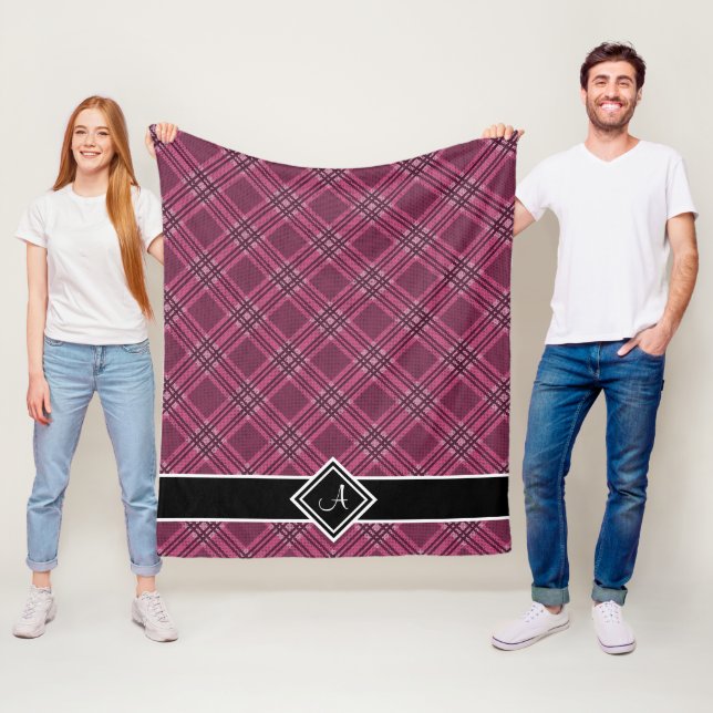 Monogramm Karo Rosa Tartan Fleecedecke (Beispiel)