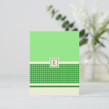 Monogramm-Karte für den grünen Karo