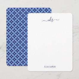 Monogramm-Karte für Französisch-Blau Mitteilungskarte