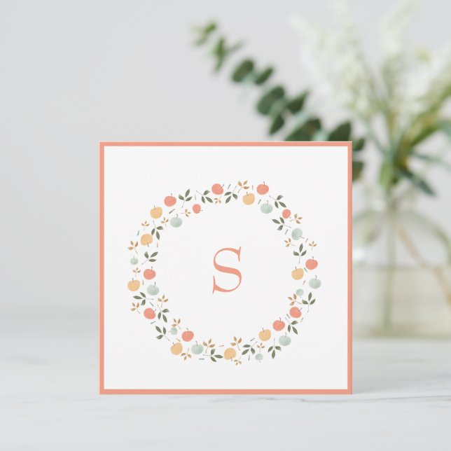 Monogramm-Karte für niedliche Aquarellfarben (Stehend Vorderseite)