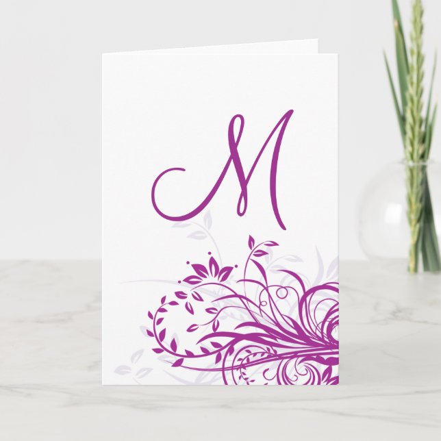 Monogramm-Karten-lila Strudel (Vorderseite)